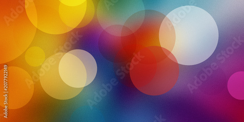 Εκτύπωση καμβά Colorful abstract bokeh circles overlay background with soft focus effect for creative design and celebration