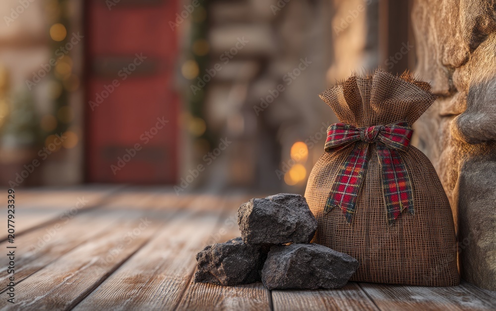 Fototapeta premium Traditional Scottish Hogmanay Firstfooting with Coal and Salt Symbolism