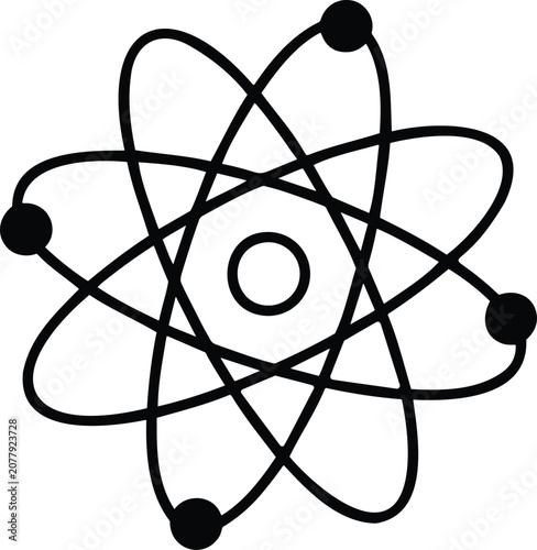 Atomic Structure Science Symbol Silhouette Vector Icon