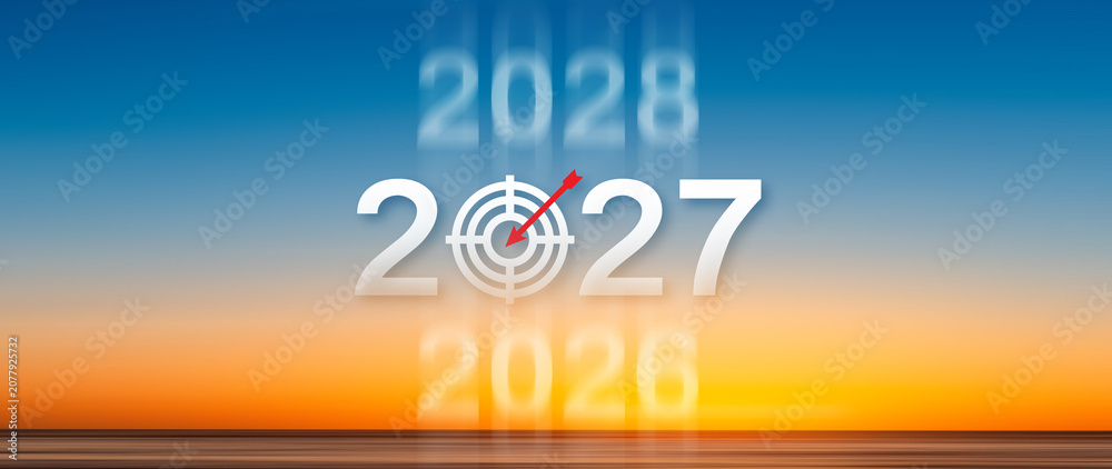 Fototapeta premium Environmental Goals for 2027. Target Year 2027 Eco Friendly Action and Sustainable Development Target, Green Business Strategy and Vision 2027, not ai