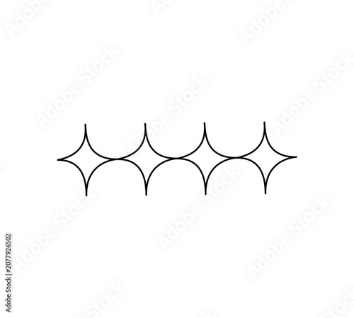 Horizontal Seamless Black Star Border Line Art Vector Element