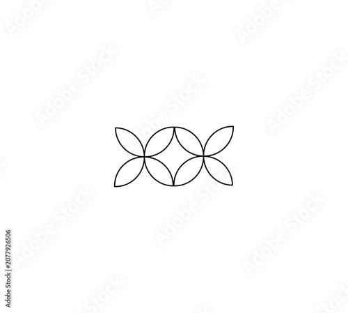 Horizontal Minimalist Geometric Floral Border Line Art Vector Graphic
