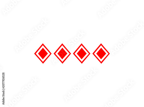 Four Red Diamonds Text Divider Line Art Vector Graphic
