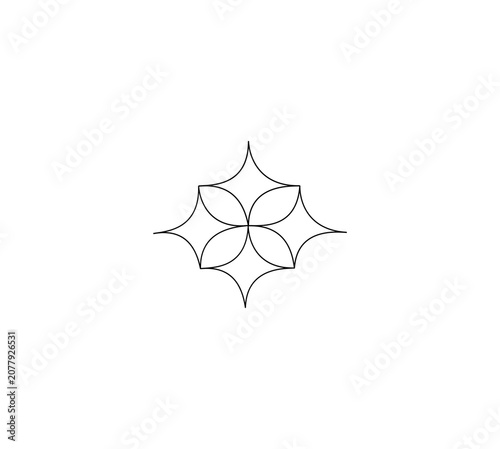 Geometric Star and Flower Line Art Vector Graphic
