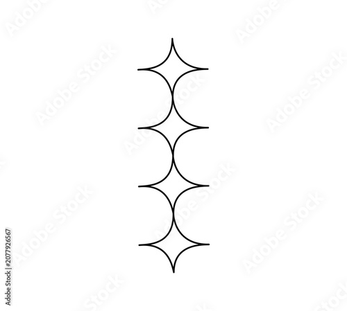Vertical Seamless Black Star Border Line Art Vector Element