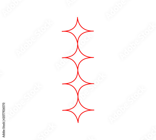 Vertical Seamless Red Star Border Line Art Vector Element