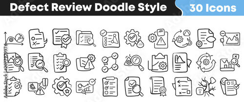 Tableau sur toile Set of hand drawn defect review icons for professional use