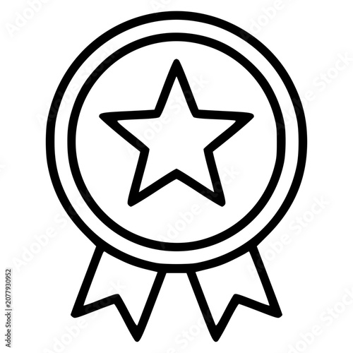 Black star award icon with ribbon