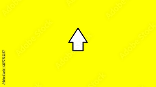 Upward-moving arrow animation in motion graphics with a transparent background.