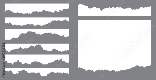 Set of paper rip texture design vector art