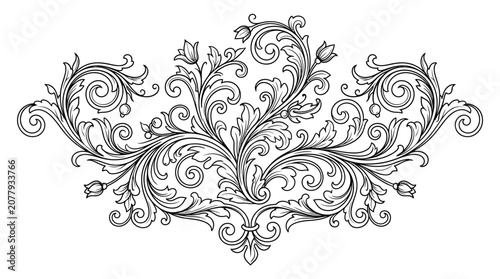 Intricate floral design with swirling patterns.