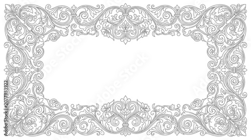 Intricate ornamental frame with floral patterns.