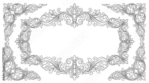 Intricate floral ornamental frame design.