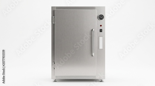 Stainless steel laboratory incubator cabinet isolated on white background