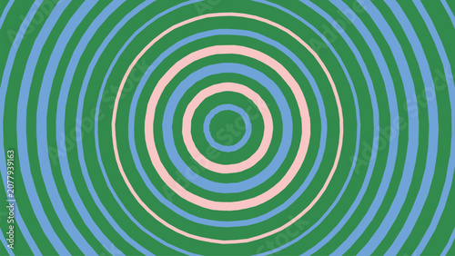 Circular target design with concentric rings in green blue and pink colors creating hypnotic optical illusion effect for modern visual art.