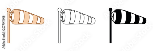 Canvas-taulu Three different styles of windsock illustrations on a white background