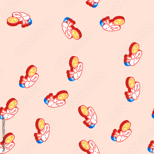 heart valve disease cardiology disease isometric seamless pattern. heart valve disease cardiology disease sign illustration