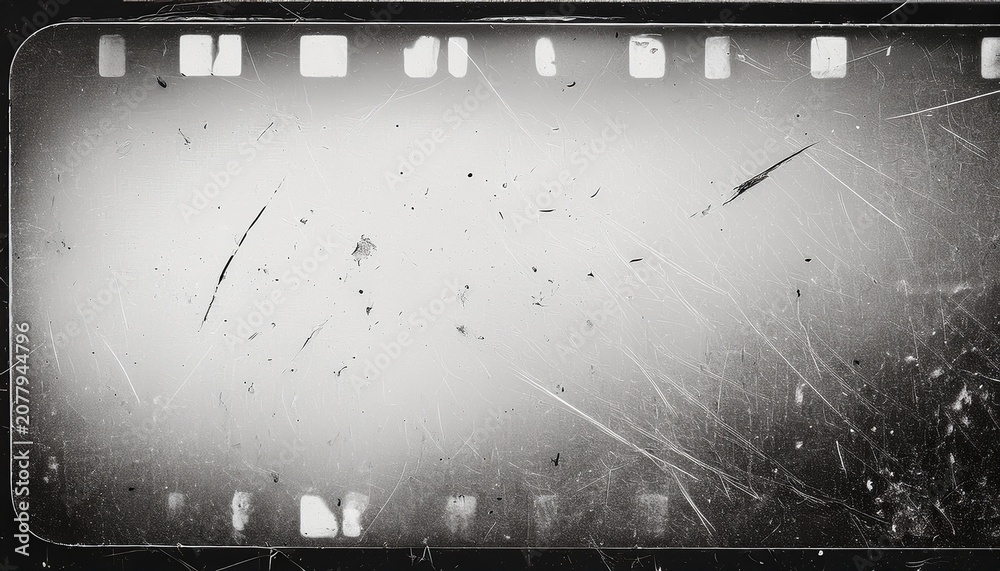 Obraz premium realistic vintage film dust and scratches texture overlay old cinematic noise grain and hair effect on a white background retro distressed filmstrip static texture image for nostalgic design