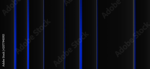 Tableau sur toile Vertical black panel neon blue glowing line texture