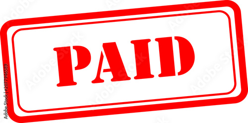 Paid stamp graphic red ink rubber stamp illustration for financial transactions and document marking