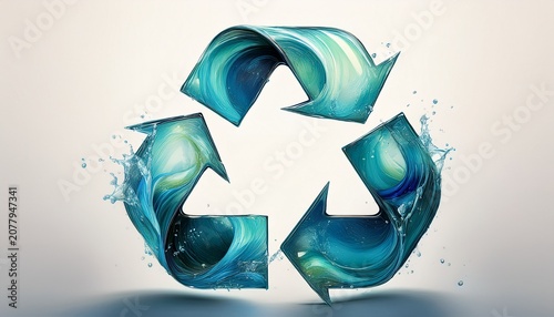 recycle symbol on white background recycling symbol made of water