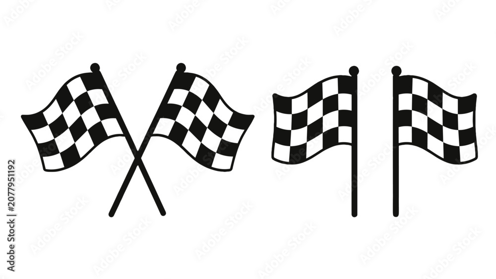 Fototapeta premium Set of black and white checkered racing flags
