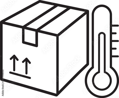Temperature controlled shipping box with thermometer icon
