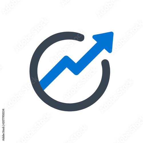 Modern blue growth arrow icon representing financial success and market