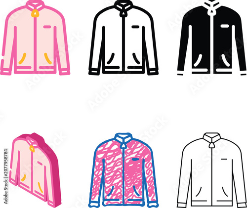 Fotografía track jacket multistyle clothing color icon vector