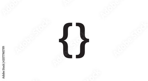 Schilderij op canvas Curly bracket pair black silhouette on a white background