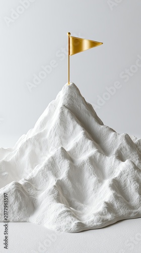 Mountain with flag symbolizing achievement.