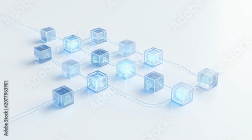 Stylish blue cubes with glowing effects.