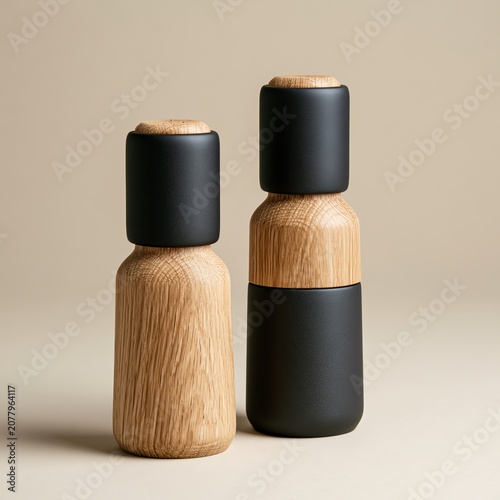 Niche Stylish wooden kitchen accessories displayed elegantly.