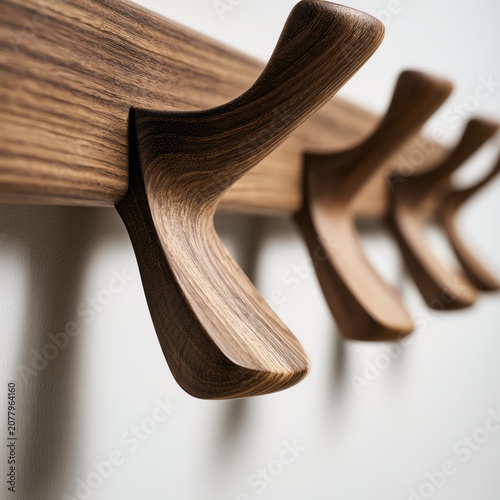 Stylish wooden wall coat hooks in modern design.