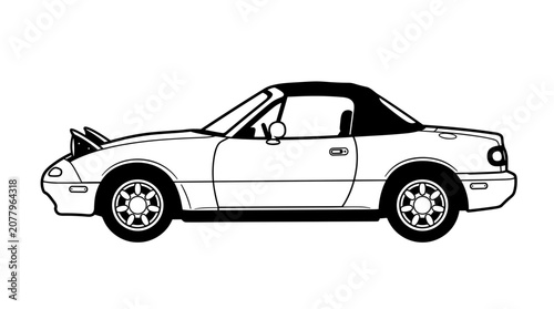 Classic Convertible Sports Car Line Art.