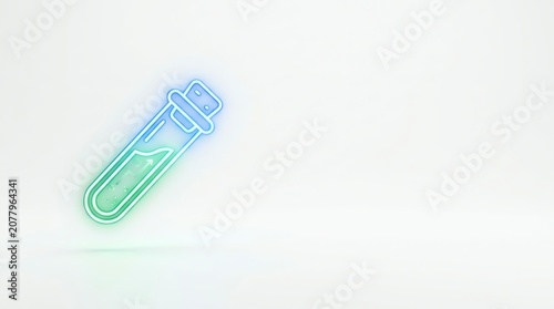 Test tube with neon glow on a white background.