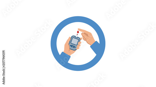 Принти на полотні Diabetes Blood Glucose Meter Test Icon - Hand Holding Glucometer and Dropping Bl