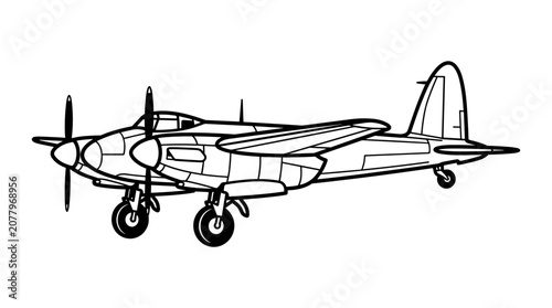 De Havilland Mosquito Aircraft Line Drawing.