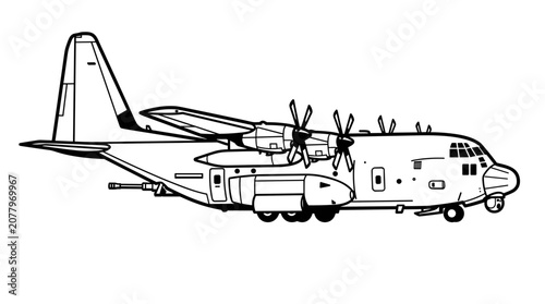Detailed Illustration of a Military Transport Aircraft.