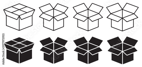 Tableau sur toile 3D isometric box icons with shading and outlines