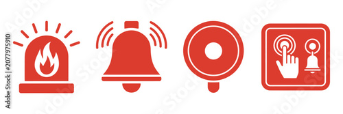 Tableau sur toile Fire Alarm Sign, Emergency Alert Symbol For Fire Protection, Safety Warning, Evacuation Guidance, Hazard Notification And Emergency Response Vector Illustration