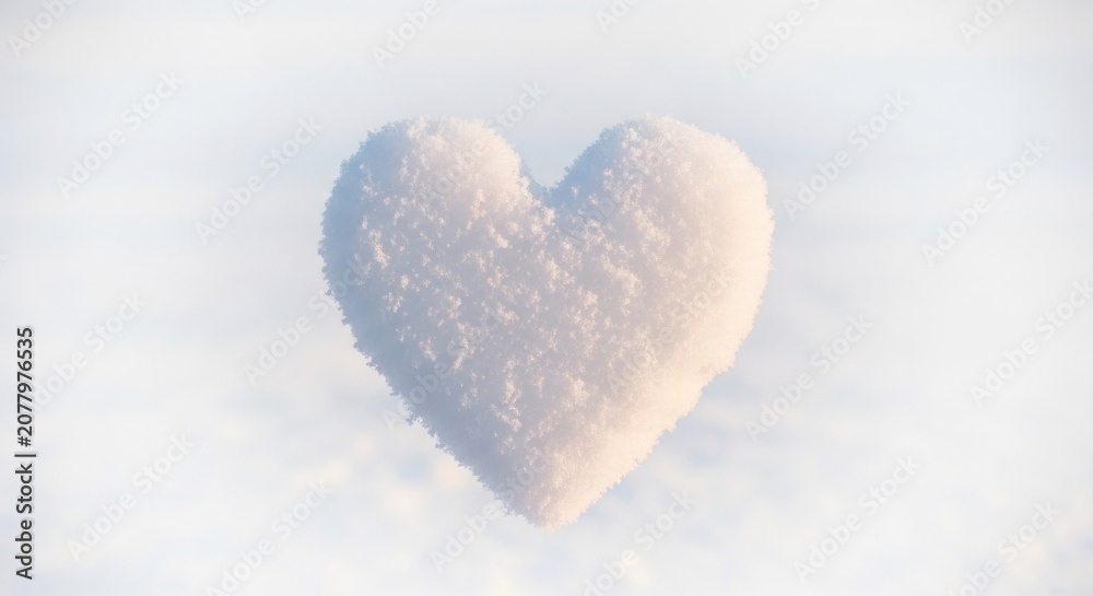 Fototapeta premium Heart Shaped Object Covered in Snow on a White Background.