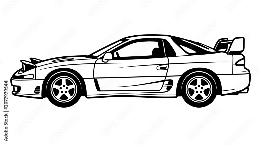Naklejka premium Classic Sports Car Illustration Side View 1.