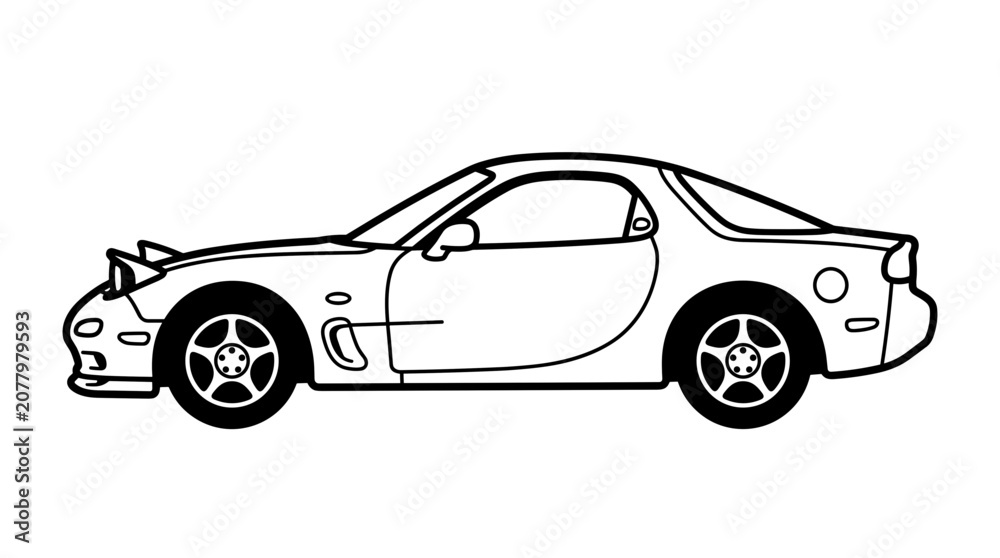 Fototapeta premium Classic Sports Car Silhouette Line Art Illustration.