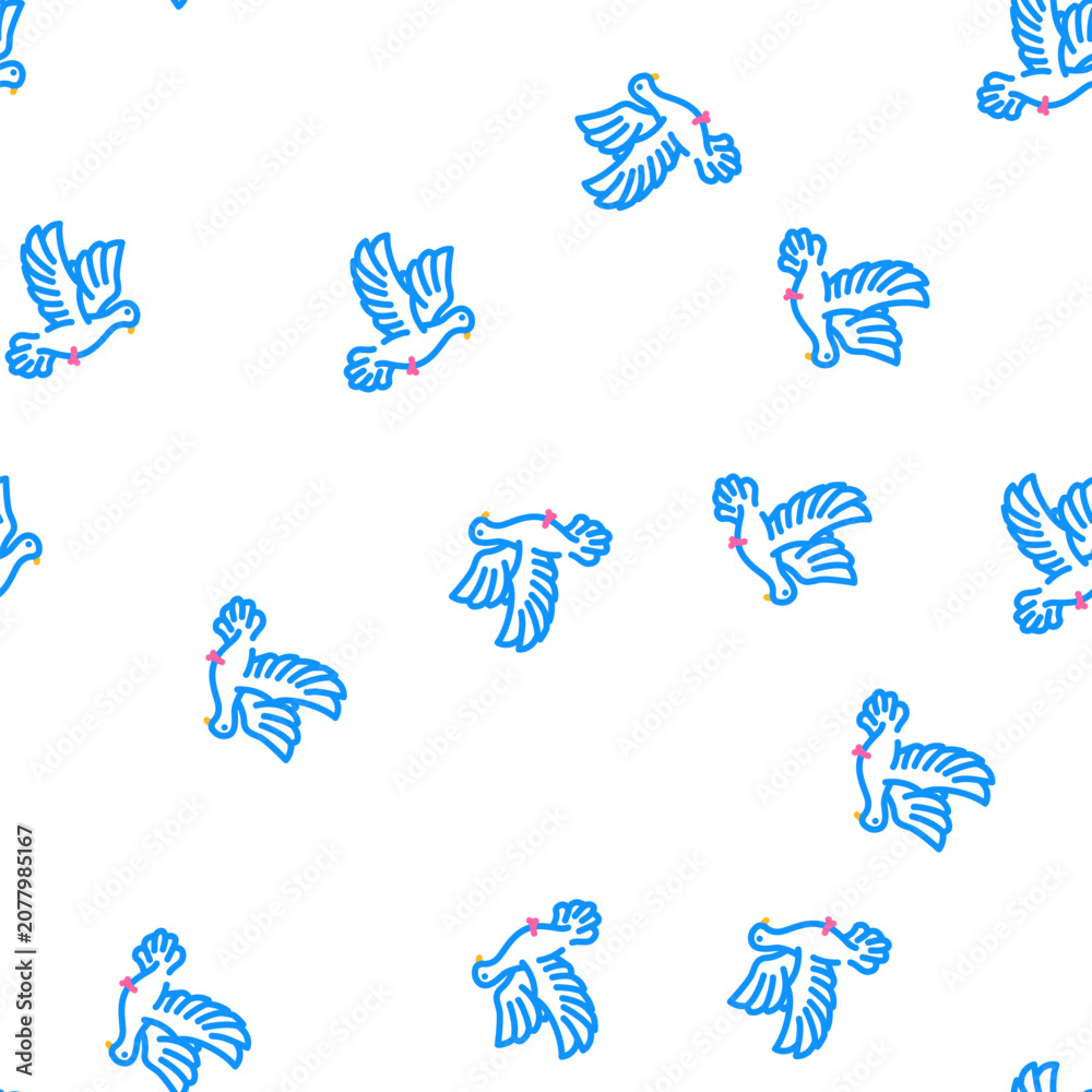 Naklejka premium flying dove vector seamless pattern flying dove sign illustration