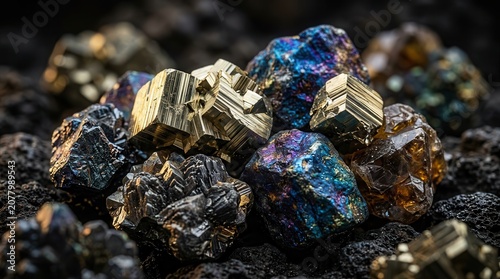A collection of shiny minerals highlighting the importance of rare earth elements in global technology.