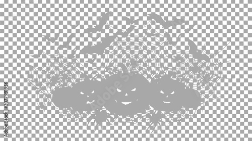 Halloween Silhouette: Spooky Pumpkins, Bats, Spiders, and Cobwebs on Transparent Background