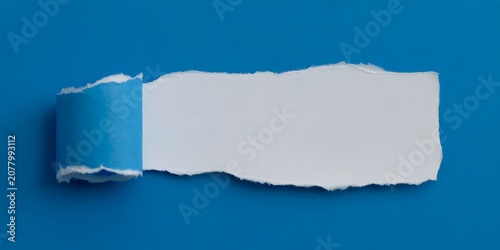 Ripped blue paper revealing a blank space underneath for your custom message