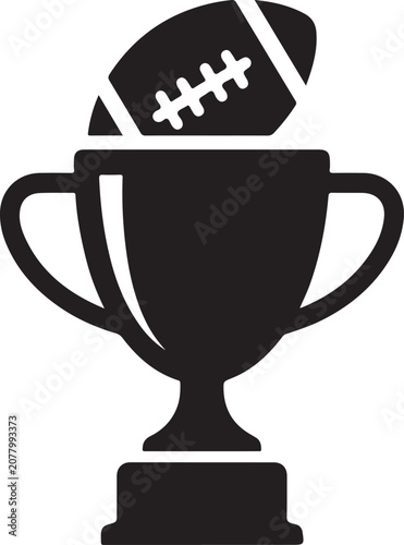 Football Trophy Icon, Soccer Championship Award Cup Vector Symbol.