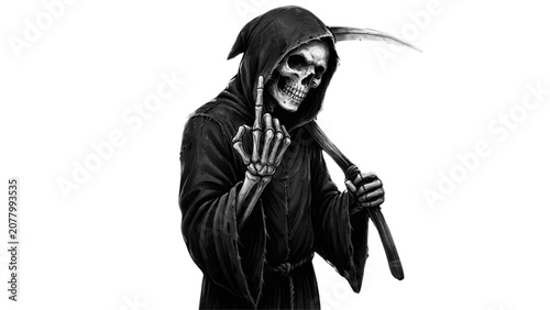 Εκτύπωση καμβά Mysterious person in black hooded cloak holding a skull prop Vector